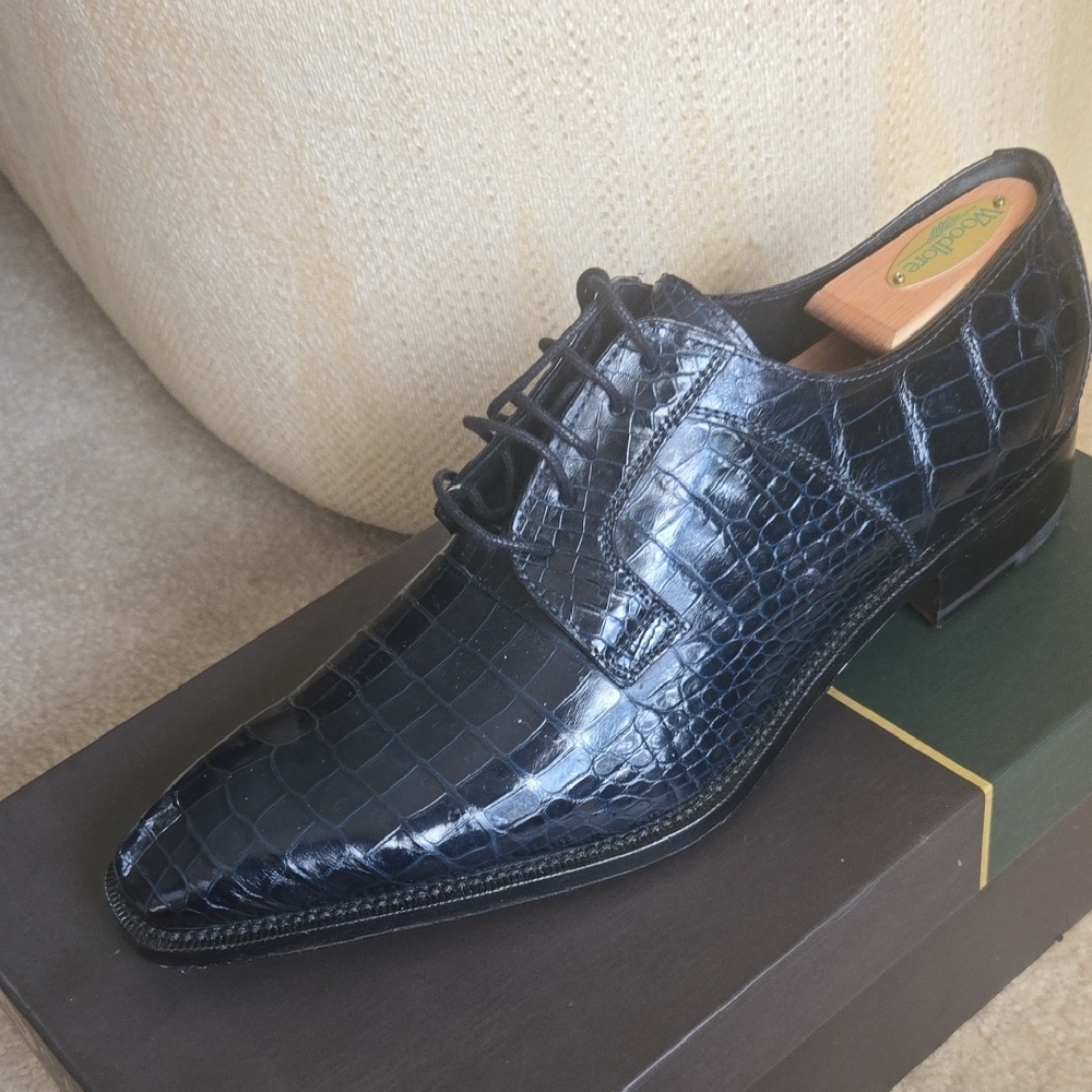 Men's NAVY BLUE Caporicci Crocodile Shoes